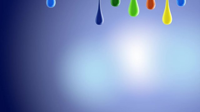 3D multicolor colorful glossy paint blobs dripping down