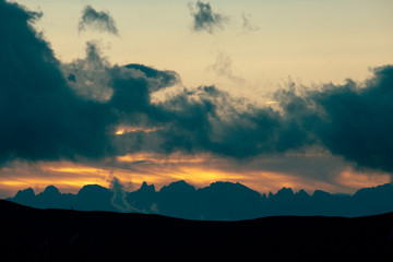 Evening dolomites skyline, Veneto, Italy