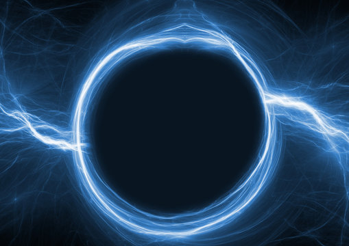 Blue circle lightning with copy space in the middle