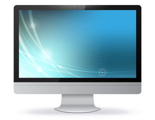 Fototapeta premium Computer Monitor Vector Illustration With Blue Technology Screen. 