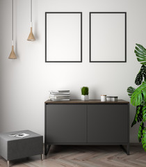 Mockup Poster in the interior, 3D illustration of a modern design