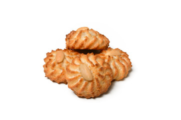 delicious cookies with almonds - Italian pastry - white background