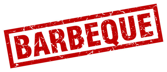 square grunge red barbeque stamp