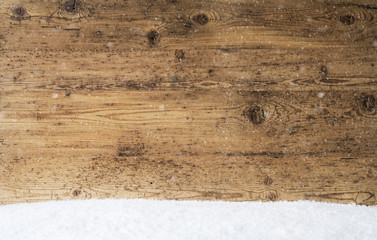 Vintage Wooden Texture, Background With Copy Space, Snow
