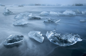 Stranded ice blocks, Jökulsarlon glacier bay, Iceland
