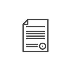 Agreement document line icon, outline vector sign, linear style pictogram isolated on white. Symbol, logo illustration. Editable stroke
