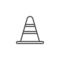 Traffic cone line icon, outline vector sign, linear style pictogram isolated on white. Symbol, logo illustration. Editable stroke