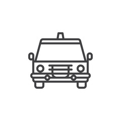 Obraz premium Police car line icon, outline vector sign, linear style pictogram isolated on white. Symbol, logo illustration. Editable stroke