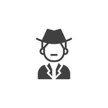 Detective icon vector, filled flat sign, solid pictogram isolated on white. Symbol, logo illustration.