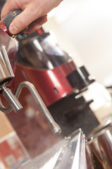 Closeup of a Coffee Machine Steam Wand