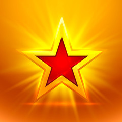 Star gold on the golden background. Vector illustration