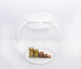Glass aquarium. Money abstraction.