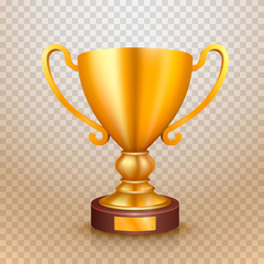 Winner cup gold sign. object on a transparent background. Vector illustration