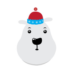 Isolated polar bear avatar on a white background, Vector illustration