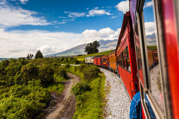 Ecuadorian railroad crossing the Sierra region - obrazy, fototapety, plakaty