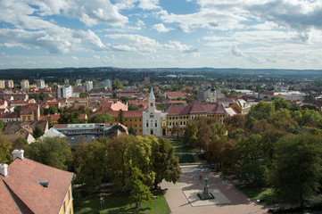 Fototapeta na wymiar View from a tower to a european city