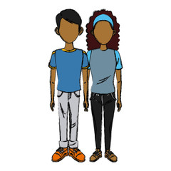 Young couple cartoon icon vector illustration graphic design