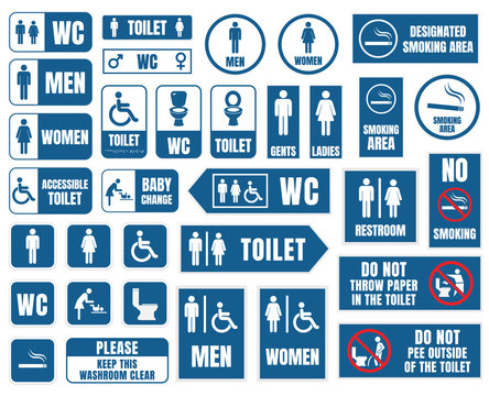 toilet icons and signs, wc vector labels
