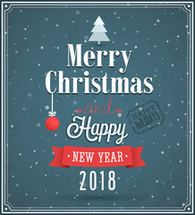 Merry Christmas vintage greeting card.