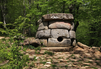 Dolmen Harmony - megalithic tomb near Vozrozhdenie village and Gelendzhik town. Krasnodar Krai....