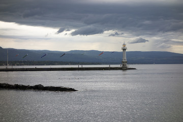 Lake leman in the city of Geneva, Switzerland