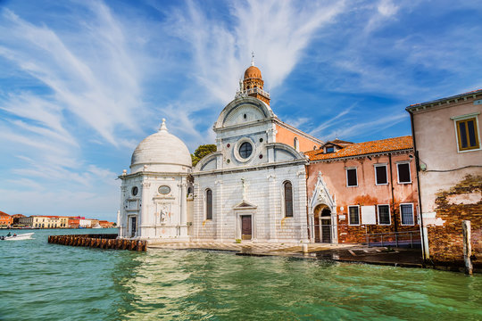 San Michele church on a venetian island. Cemetery in Venice, Italy.