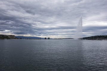 Lake leman in the city of Geneva, Switzerland