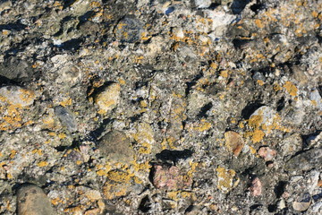 The close-up view of the construction made of stone and cement