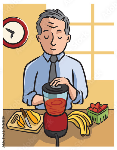 50+ mature man makes his morning smoothie 50+ mature man makes his morning smoothie