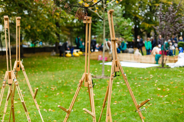 some easels in the Park