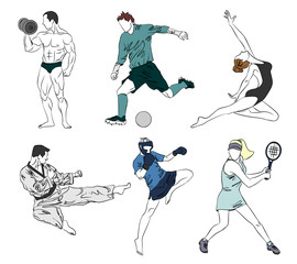 Set of six sports