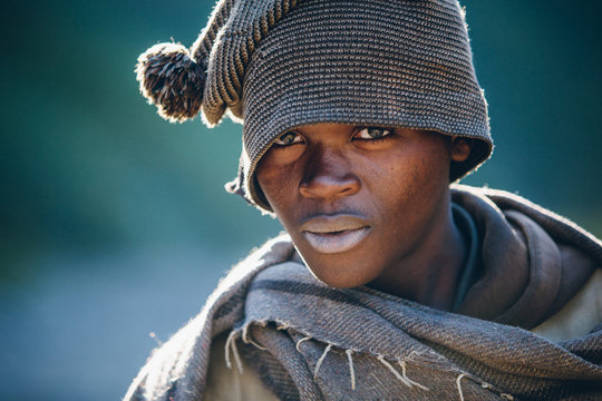 portrait of a rural African Basotho herdsman
