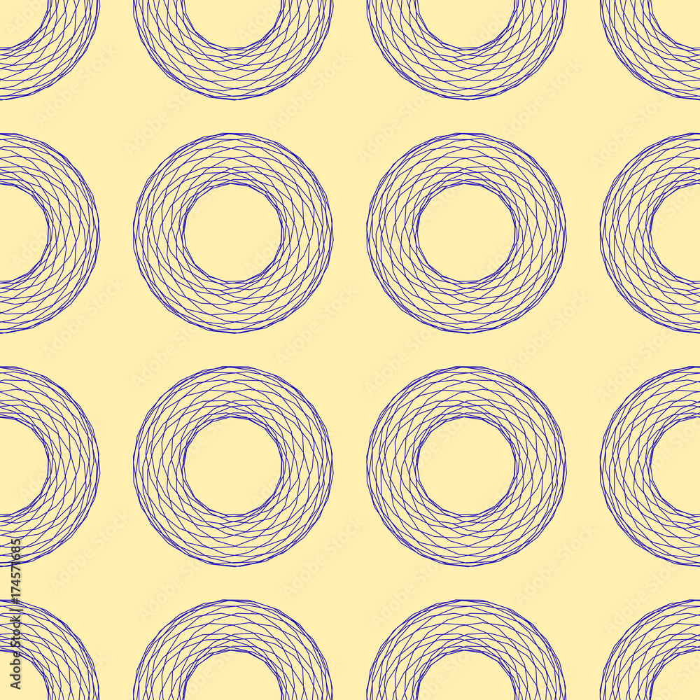 Aufkleber seamless pattern of abstract polygonal broken blue lines of figures on beige background vector illus