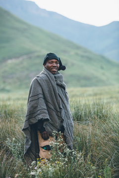 portrait of a rural African Basotho herdsman