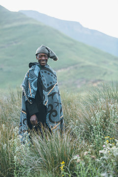 portrait of a rural African Basotho herdsman
