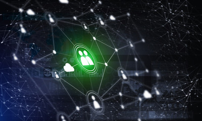 Modern wireless technologies as means of communucation and networking on dark background