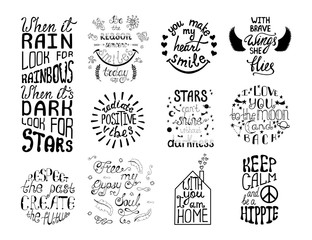 1554467 Vector set of hand drawn calligraphy phrases. Romantic typography design.