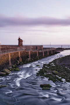 Lynmouth Harbour at dawn twilight. Devon, UK.