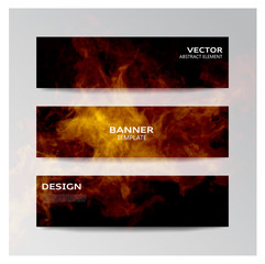 Vector template of banners with fire shapes.