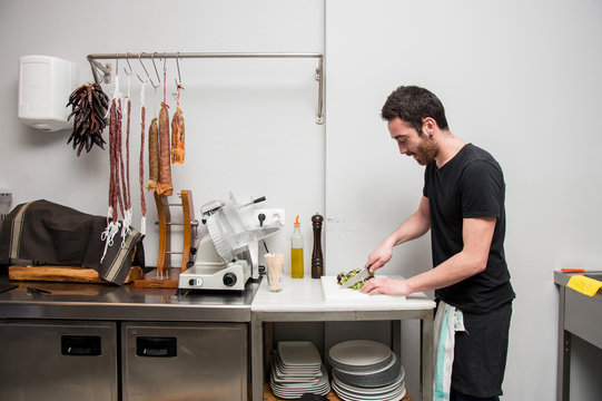 Man preparing some tapas