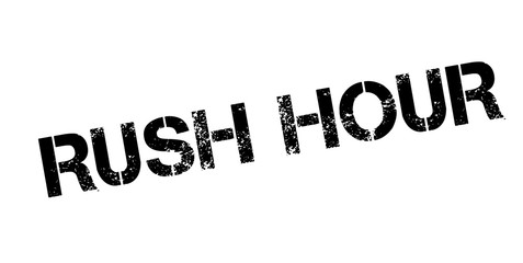 Rush Hour rubber stamp. Grunge design with dust scratches. Effects can be easily removed for a clean, crisp look. Color is easily changed.