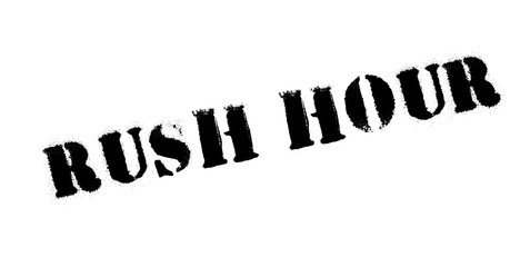 Rush Hour rubber stamp. Grunge design with dust scratches. Effects can be easily removed for a clean, crisp look. Color is easily changed.