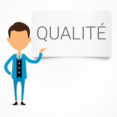 panneau qualité avec businessman en présenation