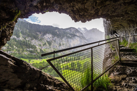 Staubbach waterfall in Lauterbrunnen in Switzerland