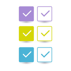 Set of flat colorful checkbox icons vector illustration