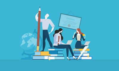 Education. Flat design vector illustration concept for web banner and advertising material.