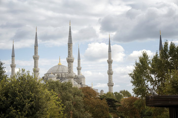 Fototapeta na wymiar Minarets Of Sultan Ahmet Mosque, Istanbul, Turkey