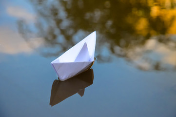 paper boat origami in water