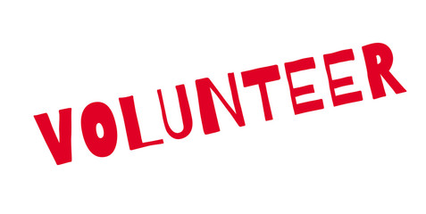 Volunteer rubber stamp. Grunge design with dust scratches. Effects can be easily removed for a clean, crisp look. Color is easily changed.