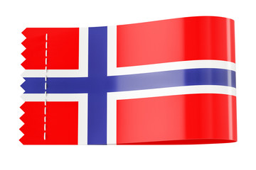 Clothing tag, label with flag of Norway. 3D rendering